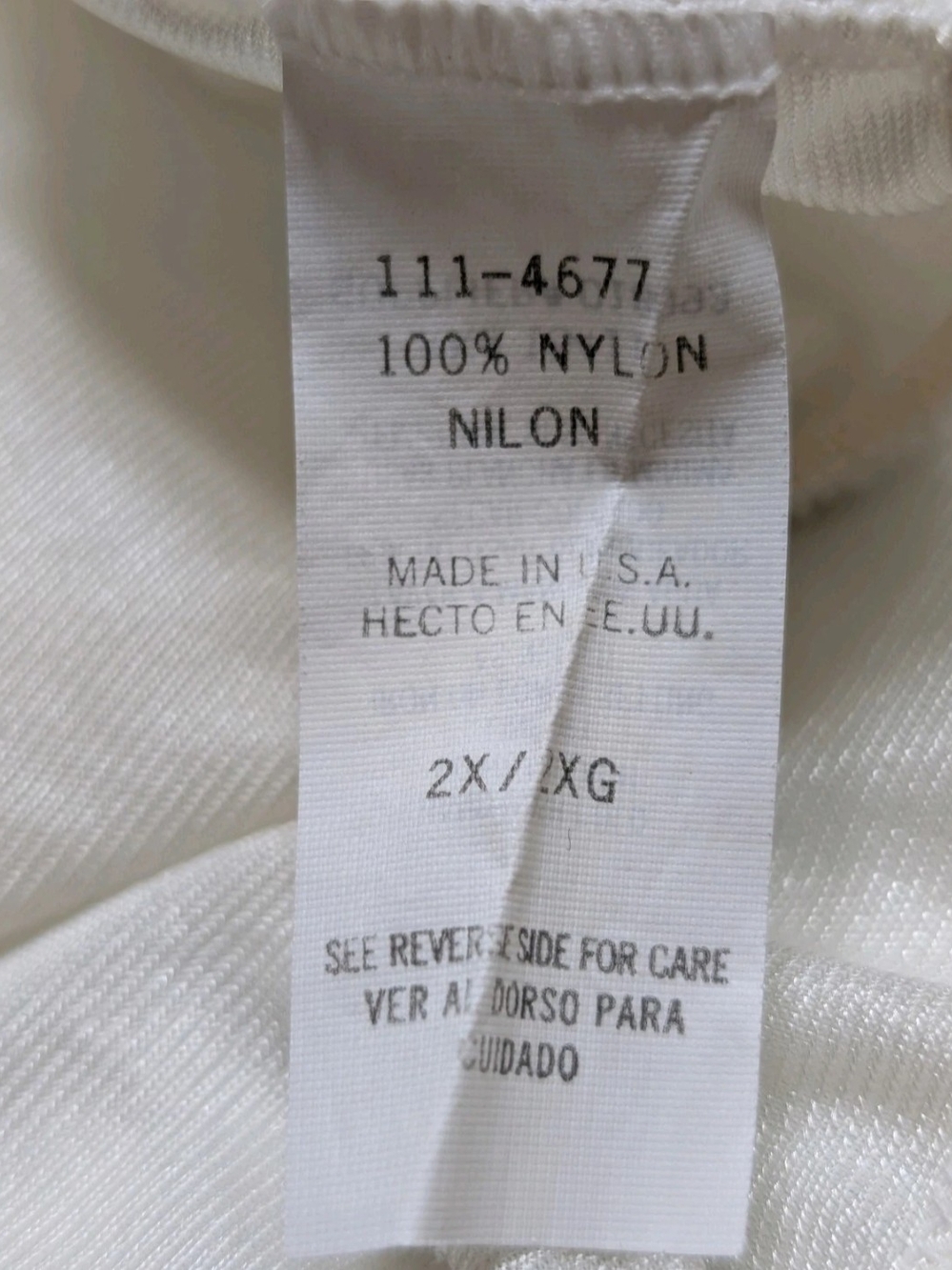 Vintage Ivory Nightgown 2X Plus Size Lace Pearl Beaded Nylon Made In USA - Picture 13 of 15